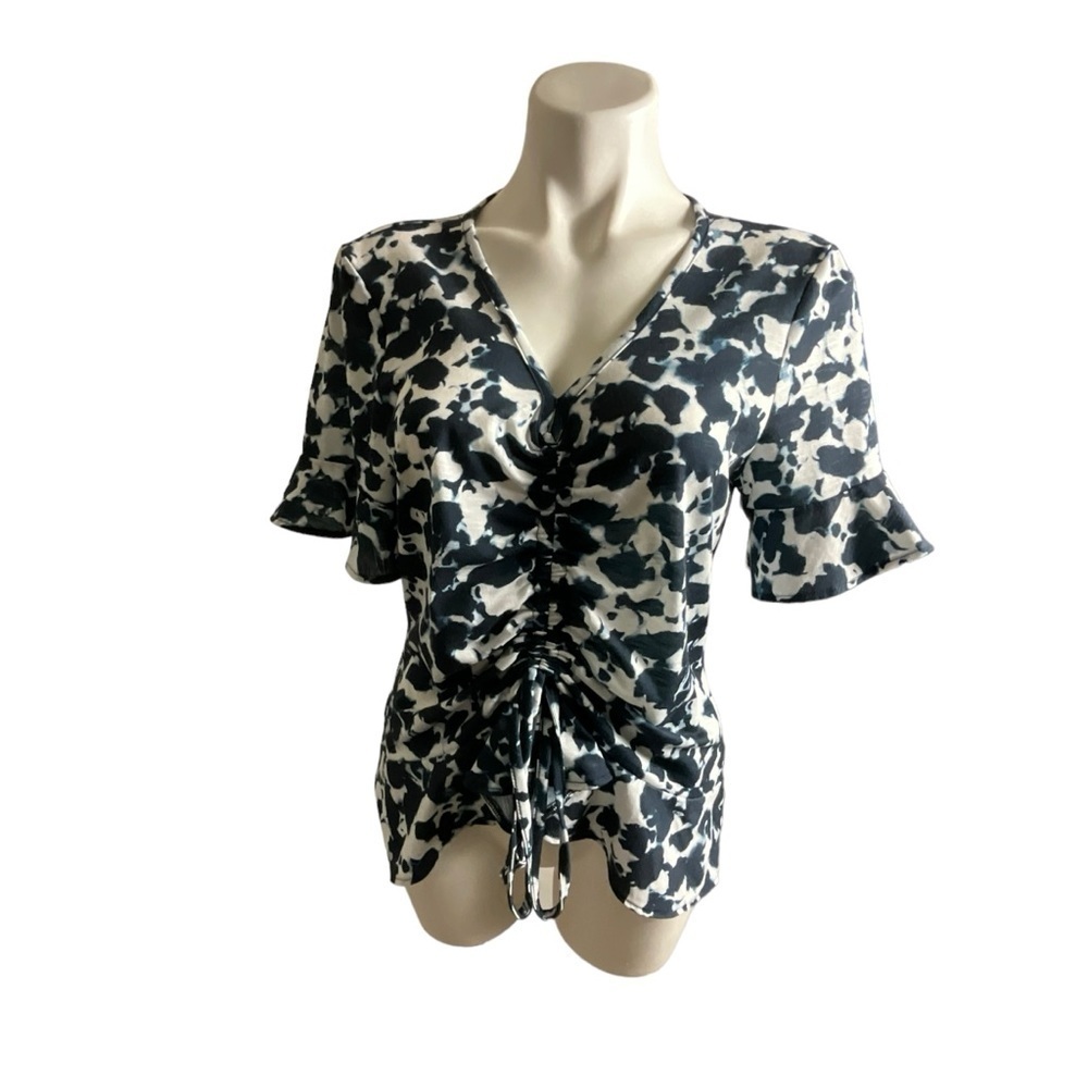 Juicy Couture Short‎ Sleeve Ruched Tie Front Shirt